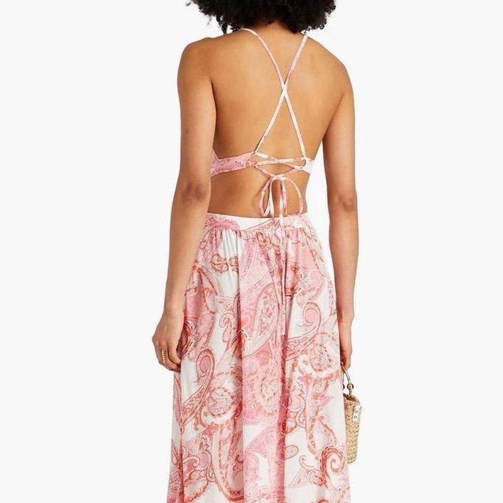 NWT MELISSA ODABASH Arabella cutout printed voile maxi dress Boho Chic Beach - Picture 8 of 9